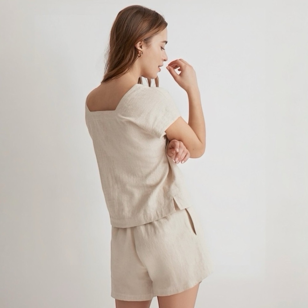 Madewell Natural Linen-Cotton Square-Neck Top (2) - Picture 2 of 6